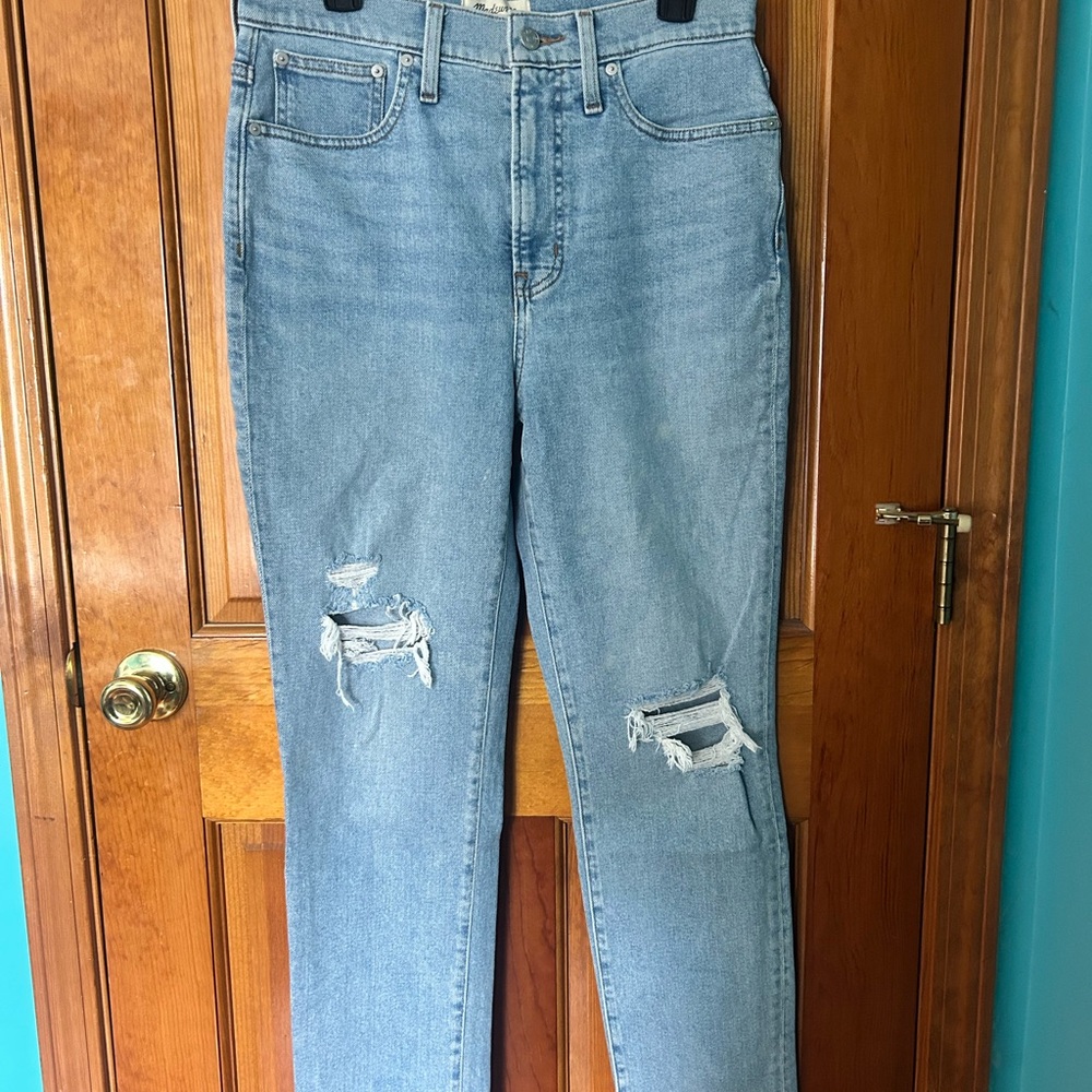 Madewell, The Perfect Vintage Jeans, Distressed Classic Blue, Size 28
